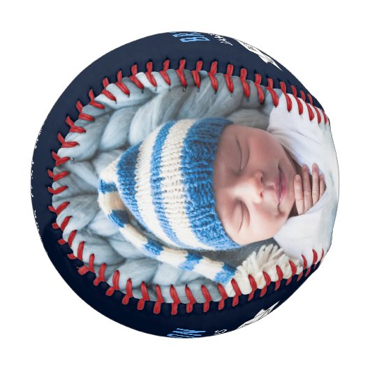 Blue Baby Boy Announcement Foto Baseball (Vorderseite Links)