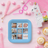 Blue Baby Boy Baby Dusche Foto Collage Pappteller (Party)