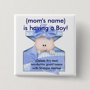 Blue Baby Boy Baby Dusche Name Buttone Button