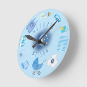 Blue Baby Boy Baby Stuffs Name Wall Clock Runde Wanduhr (Winkel)