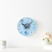 Blue Baby Boy Baby Stuffs Name Wall Clock Runde Wanduhr (Zuhause)