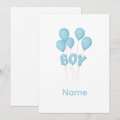Blue Baby Boy Balloon Celebration  Einladung (Vorne/Hinten)