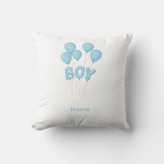 Blue Baby Boy Balloon Celebration Kissen (Vorderseite)