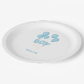 Blue Baby Boy Balloon Celebration  Pappteller (Schrägansicht)