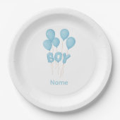 Blue Baby Boy Balloon Celebration  Pappteller (Vorderseite)
