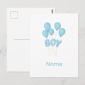 Blue Baby Boy Balloon Celebration  Postkarte (Vorne/Hinten)