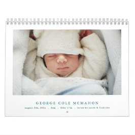 Blue Baby Boy Birth Announcement Calendar 2026 Kalender