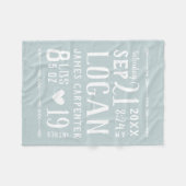 Blue Baby Boy Birth Stats Keepake Fleecedecke (Vorderseite (Horizontal))