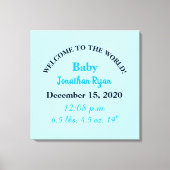 Blue Baby Boy Birth Stats Leinwanddruck (Vorderseite)