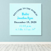 Blue Baby Boy Birth Stats Leinwanddruck (Insitu (Holzboden))