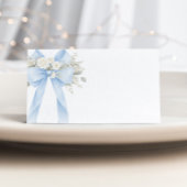 Blue Baby Boy Coquette Bow Eucalyptus Platzkarte