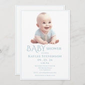 Blue Baby Boy Dusche Einladung (Vorne/Hinten)