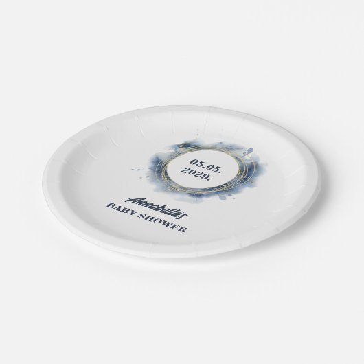 Blue Baby Boy Dusche Pappteller (Schrägansicht)
