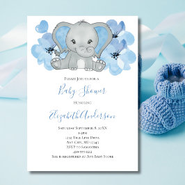 Blue Baby Boy Elephant Baby Dusche Blume Ballon Einladung