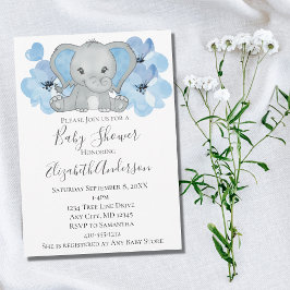 Blue Baby Boy Elephant Baby Dusche Blume Ballon Einladung