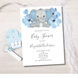 Blue Baby Boy Elephant Baby Dusche Blume Ballon Einladung