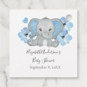 Blue Baby Boy Elephant Baby Dusche Blume Ballon Geschenkanhänger (Rückseite)