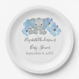 Blue Baby Boy Elephant Baby Dusche Blume Ballon Pappteller