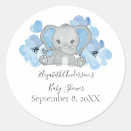 Blue Baby Boy Elephant Baby Dusche Blume Ballon Runder Aufkleber