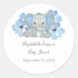 Blue Baby Boy Elephant Baby Dusche Blume Ballon Runder Aufkleber