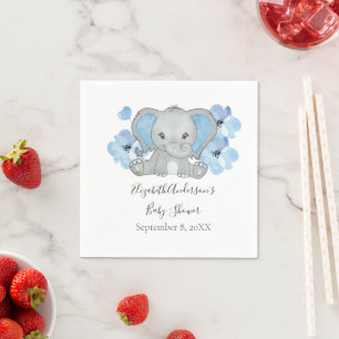 Blue Baby Boy Elephant Baby Dusche Blume Ballon Serviette