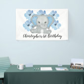 Blue Baby Boy Elephant Blume Geburtstag Banner (Messeveranstaltung)