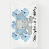 Blue Baby Boy Elephant Blume Geburtstag Banner (Vertikal)