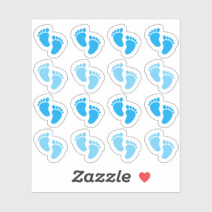 Blue Baby Boy Footprint Neugeborene Ankündigung Aufkleber