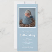 Blue Baby Boy Foto Birth Ankündigung (Vorderseite)