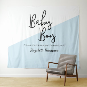 Blue Baby Boy Hintergrund Begrüßungsschild Kinderd Wandteppich