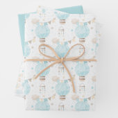 Blue Baby Boy Hot Air Balloons und Rabbit Geschenkpapier Set (Beispiel)