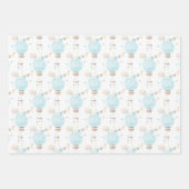 Blue Baby Boy Hot Air Balloons und Rabbit Geschenkpapier Set (Vorderseite)