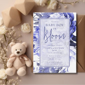 Blue Baby Boy in Bloom Baby Shower Einladung