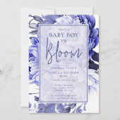Blue Baby Boy in Bloom Baby Shower Einladung (Vorderseite)