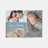 Blue Baby Boy Name Geburtsdatum Anzugeben Fotos Fleecedecke (Vorderseite (Horizontal))