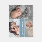 Blue Baby Boy Name Geburtsdatum Anzugeben Fotos Fleecedecke (Vorderseite)