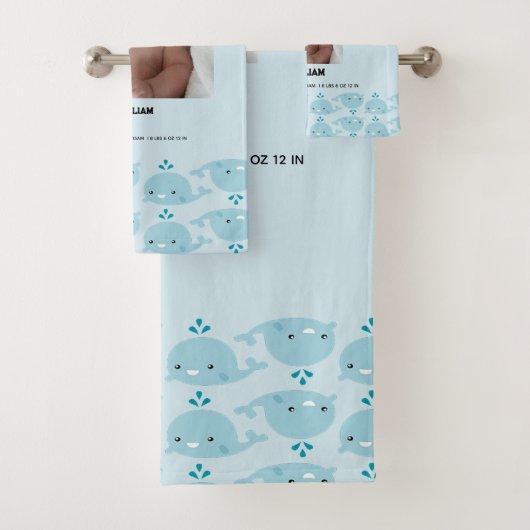 Blue Baby Boy Name Geburtsdatum | Foto Baby Badhandtuch Set (Insitu)