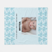 Blue Baby Boy Name Geburtsdatum | Foto Baby Fleecedecke (Vorderseite (Horizontal))