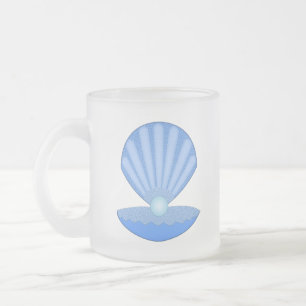 Blue Baby Boy Oyster Muschel and Pearl Mattglastasse