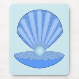 Blue Baby Boy Oyster Muschel and Pearl Mousepad