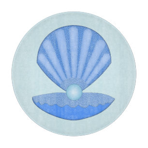 Blue Baby Boy Oyster Muschel and Pearl Schneidebrett
