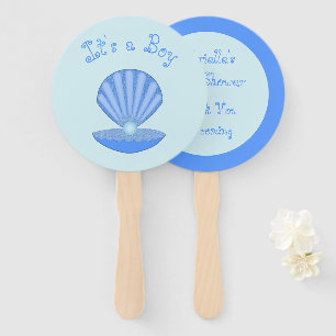 Blue Baby Boy Oyster Muschel und Pearl Baby Dusche Fächer