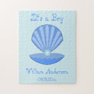 Blue Baby Boy Oyster Muschel und Pearl Custom Puzzle