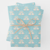 Blue Baby Boy Rainbow and Rabbit Geschenkpapier Set (Beispiel)