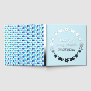 Blue Baby Boy Schmetterlinge und Blume Babydusche Gästebuch