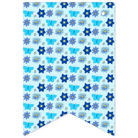 Blue Baby Boy Schmetterlinge und Blume Babydusche Wimpelkette (Zweite Fahne)