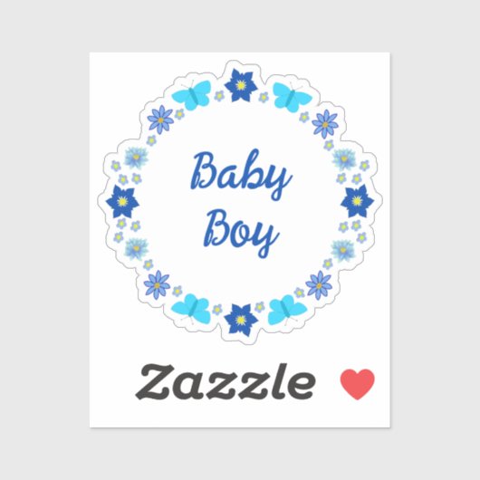Blue Baby Boy Schmetterlinge und Blume Custom Aufkleber (Blatt)