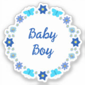 Blue Baby Boy Schmetterlinge und Blume Custom Aufkleber (Vorderseite)