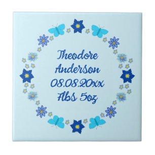 Blue Baby Boy Schmetterlinge und Blume Custom Fliese