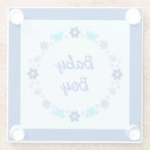 Blue Baby Boy Schmetterlinge und Blume Custom Glasuntersetzer (Rückseite)